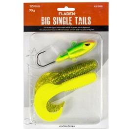 FLADEN Fishing SOFT BAITS - 2 x 12cm BIG SINGLE JIG TAILS - (4 Colours and 3 weights - 40g 60g 90g) Lead-Free Jig Heads - Quality Fishing Imitation Bait Lures (Colour Set 3, 90g Jighead)