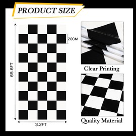 Remagr Racetrack Floor Running Black Racer Party Decoration Mat Road Table Runner Long Racetrack Tablecloth Drag for Party(66 ft X 3 ft,Checkered Style)