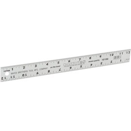 Mayes Hard Aluminum Ruler, 12 x 1-1/4 Inches