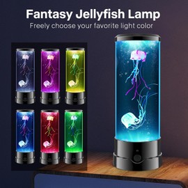 Jellyfish Lamp,Kids Night Light 17 Colours Control 4 Light Modes Table Lamp with USB Powered Aquarium Lights for Office Room Desktop Decoration Gift Christmas Birthdays Holidays (Jellyfish)