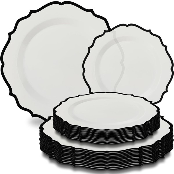 Contemporary Collection Combo Clear Plates with Black Rim - 7.5"