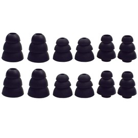 Motanar Triple Flange Ear Tip, 6 Pairs S/M/L Size Triple Three Flange Noise Isolate Silicone Cushion Ear Bud Tips with 4mm Connector Hole, Fit for Most in Ear Earphone (Black (SML))