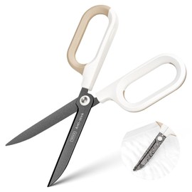 Titanium Non-Stick Scissors, Professional Stainless Steel Comfort Grip, All-Purpose, Straight Office Craft Scissors for DIY art and craft White