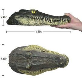 Geniff Floating Alligator Head, Fake Gator Head for Pool Outdoor Pond Accessories Float Crocodile Head Decoy for Koi Pond Pool Garden Decoration 13in x 5.5in x 2.8in