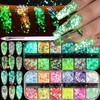 Fluorescent Nail Glitter Sequins Set for Gel Nails, Halloween Flakes