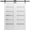 SARTODOORS Sliding Double Barn Doors | Quadro 4117 White Silk