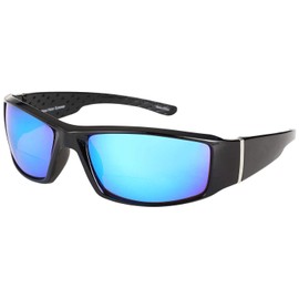 Mass Vision The Contender Polarized Full Frame Sport Wrap Bifocal Sunglasses (Open Road Blue, 2.5)