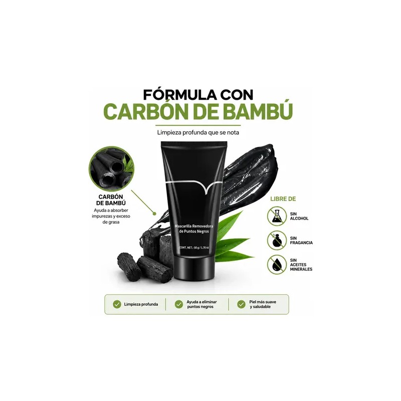 Mascarilla Facial 50g Carbón Activado Elimina Puntos Negros