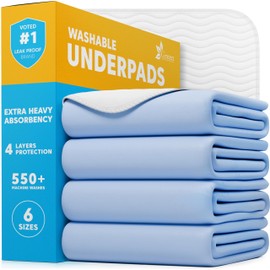 GREEN LIFESTYLE Washable Underpads - Large Bed Pads for use as Incontinence Bed Pads, Reusable Pet Pads, Great for Dogs, Cats, Bunny, Seniors Bed Pad (Pack of 4 - 30x34)