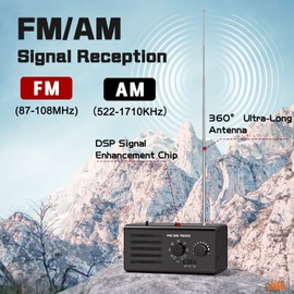 Goodes Portable Radio AM FM, Transistor Radio Battery Operated with Best Reception, Loud Speaker, Large Tuning Knob, Headphone Jack, Support USB Power Supply, Perfect for Home/Outdoor/Emergency Use