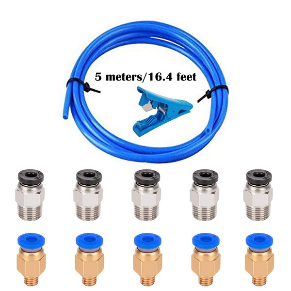 CESFONJER 5 Meters Teflon Tube Blue PTFE Tube 5pcs PC4-M6