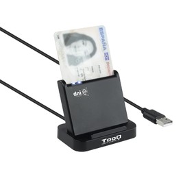 TOOQ TQR-220B - External Electronic ID and Smart Card Reader (DNIe) DNIe Vision, USB 2.0 with USB-A Port, Compatible with Mac and Windows (Spain), Black