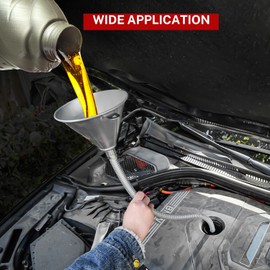 BILITOOLS 24.8" Metal Flexible Oil Funnel with Filter for Automotive Use Oil Fluids Change Long Bendable Spout Funnel