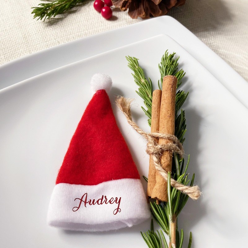 allydrew Mini Santa Hat Silverware Holders, Wine Bottle Hats, Table