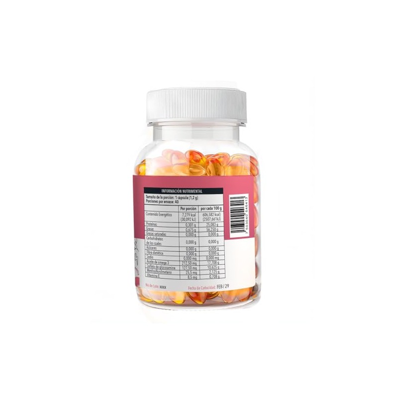 Glucosamina con Omega 3, 40 Cápsulas por Frasco, cápsula 1.2g