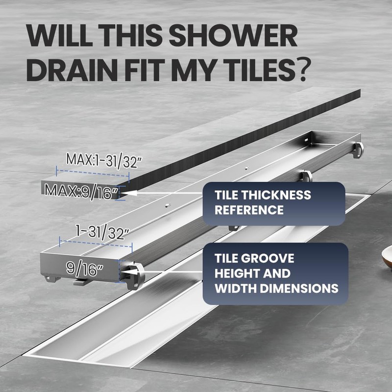 LISEEGO Linear Shower Drain 12 Inch, Shower Drain with 2-in-1