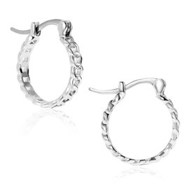 TGNEL Titanium Earrings Round Chain Link Hoop Earrings for Women 20mm, Dainty Small Titanium Hoop Earrings Hypoallergenic for Sensitive Ears