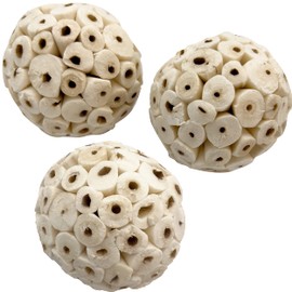 Mandarin Bird Toys by M&M 5110 Small Sola Bird Balls Pk3 - Handmade Natural Sola Wood Bird Foot Toys, Shreddable Lightweight Wood Balls, Easy for Beaks and Feet to Forage, Grat for Small to Med Birds