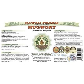 Hawaii Pharm Organic Mugwort Herbal Supplement Liquid Extract 2 Fl Oz Non Alcohol Glycerite