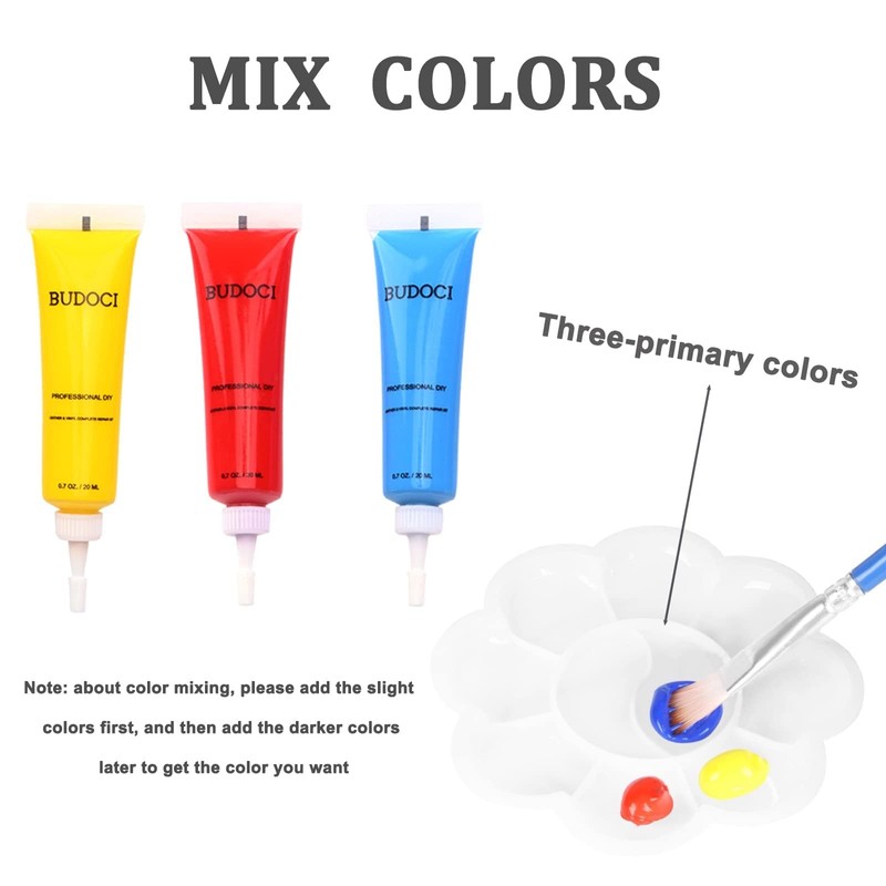 BUDOCI Leather Repair Set with 12 Colours, Mixable Fiussig Leather