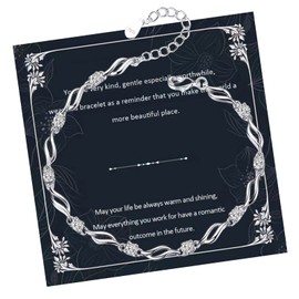 HOHOTANG Silver Bracelet for Women, 925 Silver Crystal Bracelet, Friendship Bracelet for Sister Best Friend, Birthday Christmas Anniversary Jewellery for Her