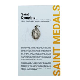1" Saint and Holy Subject Medal with Prayer Card | Over 25 Different Saints | Durable and Detailed Charm | Pendant Medal Carded with Prayer | Christian Jewelry (St. Dymphna)
