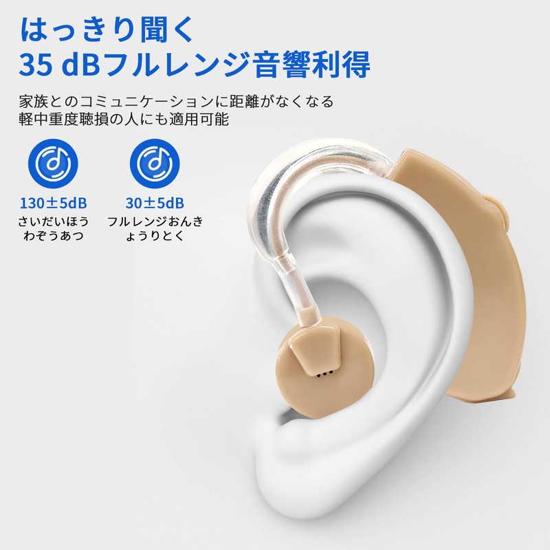 Jesyooka 集音器 耳かけ式 軽量 小型 高齢者向け 6段階音量調整 クリアな音質 低ノイズ設計 快適フィット