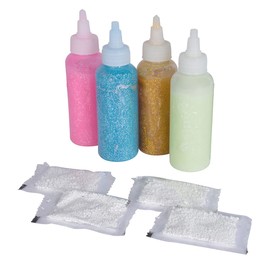 Simba 106322567 Aqua Gelz Refill Set, Craft Set, Creative, 3 Bottles of Glitter Colour Gel, 1 Bottle Glow in the Dark Colour Gel, 100 ml each, 4 x Water Additive, from 8 Years