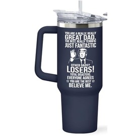BETHEGIFT Gifts for Dad, Grandpa from Daughter, Son, Kids - Dad Gifts for Fathers Day - Birthday Gifts for Dad, Men, Grandpa - Funny Dad Tumbler 40oz With Handle, Navy