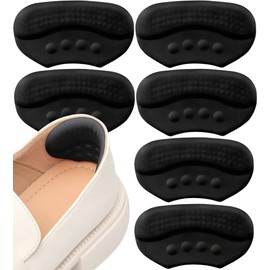 YBVABE Heel Grips Liner Cushions Inserts for Loose Shoes - 6 Pieces Gel Heel Pads Snugs for Shoe Too Big Shoes, Improved Fit and Comfort Filler for Men & Women, Stop Heel Slip and Blister (Black)
