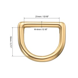 [PATIKIL] 13/16" Brass D-Ring Set of 2 Unwelded Solid Brass D-Ring Dings for DIY Leather Craft Seamless Belt Strap Loop