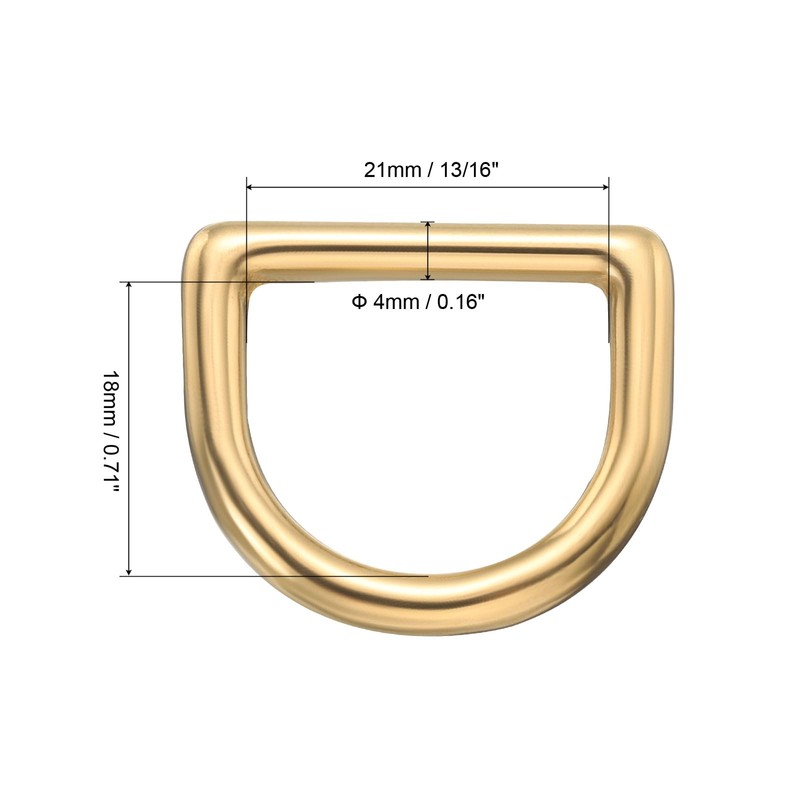 [PATIKIL] 13/16" Brass D-Ring Set of 2 Unwelded Solid Brass