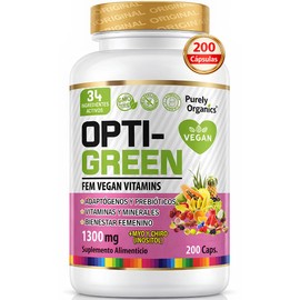 Opti-Green Fem | Vitaminas para Mujer con Inositol (Myo+d-Chiro), NAC, Adaptógenos y Prebióticos | Multivitamin Vegano para Bienestar Femenino | Purel