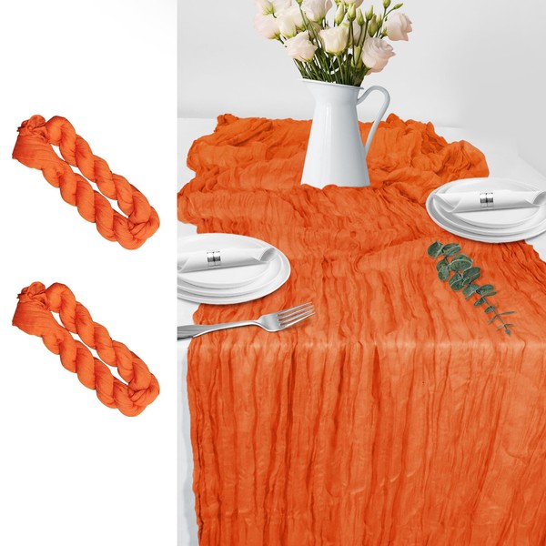 LUKDUNG Pack of 2 Table Runners, Cheesecloth Table Runner, Boho