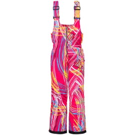 wantdo Girl's Youth Thicken Atheltic Fit Trousers Warm Winter Pants Relaxed Fit Bib Overall Quick Dry Outdoor Jumpsuit Red 14/16