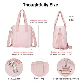 NOL Insulated Lunch Bag for Men/Women, Extra Large Lunch Tote Bag With Removable Adjustable Shoulder Strap with Multi Pockets,Leakproof Cooler Bag,Lightweight Nylon Waterproof Lunch Box For Work,Pink