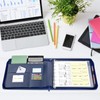 Smarpau 7 Ring PU Leather Check Binder with Zipper Pouch,