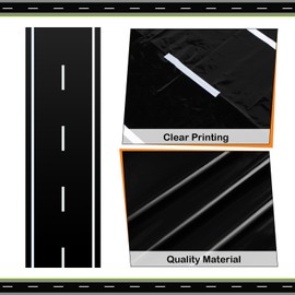 Remagr Racetrack Floor Running Black Racer Party Decoration Mat Road Table Runner Long Racetrack Tablecloth Drag for Party(Simple Style,32 ft X 4.5 ft)