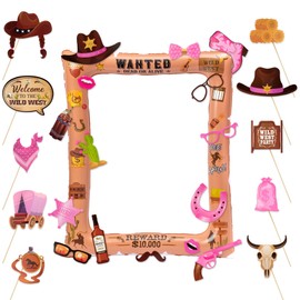 E1mity Wild West Party Photo Booth Props Selfie Frame Party Decorations Kit