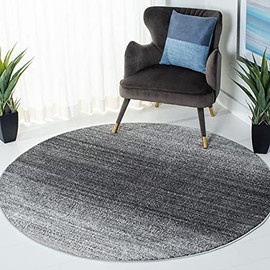 Safavieh Adirondack Collection 4' Round Grey/Dark Grey ADR142H Modern Ombre Non-Shedding Area Rug
