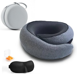SeOnAn Neck Pillow Set for Travel, Flight, or Car (Incl. Sleep-mask, Ear-Plug) (Dark Gray)
