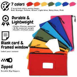 Canvas Tool Bag With PVC ID Window And Blank Cards – Large Zipper Storage – Heavy-Duty Pouch – 12in By 7inch Student Storage Bag – Makeup, Electrical Cables & Paintbrushes – 7 Colors