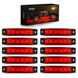 Nilight 10 PCS Red 3.8 Inch 6 LED Side Marker Front Rear Indicator Clearance Lamp for 12V Truck Trailer RV Cab Boat Bus Lorry