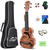 Dolphin/Bird Carved 21 inch Soprano Ukulele Sapele Wooden Small Hawaiian