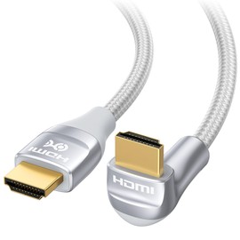 Cable Matters 48Gbps Ultra HD 8K Right Angle HDMI Cable 6.6 ft (90 Degree HDMI Cable) with 8K@60Hz, 4K@240Hz and HDR Support in Gray