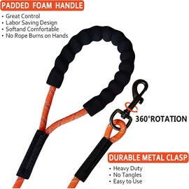 UPET Dog Training Leash 5m 10m 15m（15ft 30ft 50ft ） Reflective Extra Long line Leashes Outside Puppy Camping Safety Back-Yard Rope Dogs Lead for Small Medium Large with Training Clicker（10m Orange）