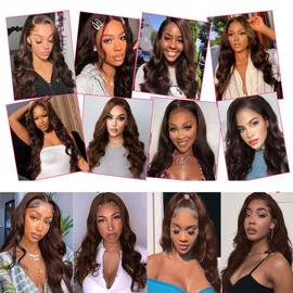 14 16 18 Inch Brown Human Hair Bundles Color 4 Dark Brown Body Wave Human Hair Bundles Dark Brown Wet and Wavy Brazilian Hair Weave Bundles Unprocessed Hair Extension For Black Women