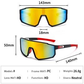 BECILES Sunglasses Cycling Glasses Men Women Sports Glasses Cycling Glasses Protective Glasses Sunglasses Anti-UV for Outdoor Activities such as Cycling Running Climbing Driving Fishing Golf Ski