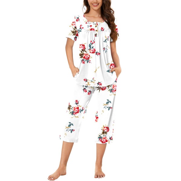 Bestbee Womens Pajama Set 2 Piece Summer Sleepwear Henley Neck