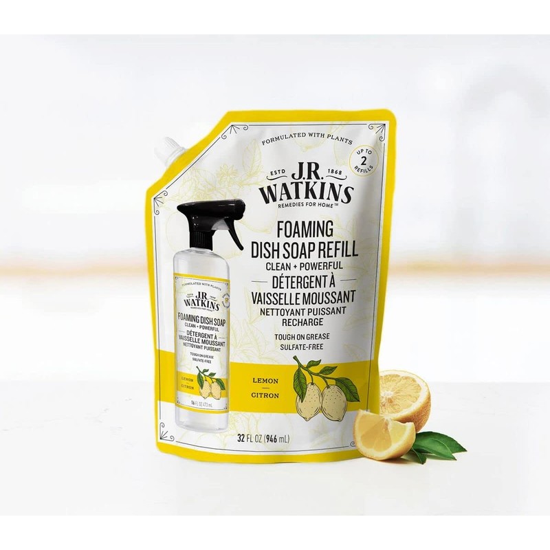 J.R. Watkins Foaming Dish Soap Refill Pouch, Crafted Clean &